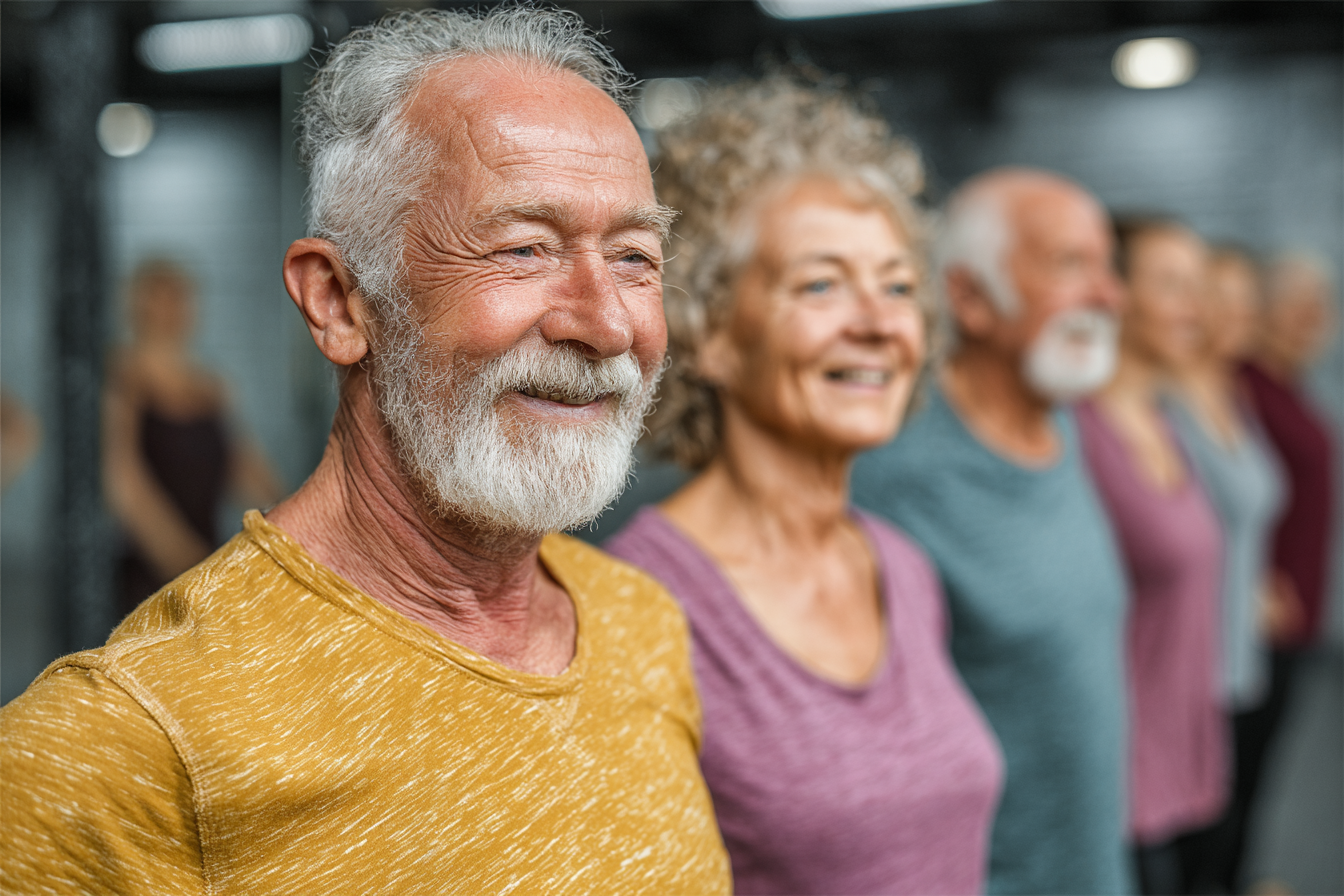 Група старших людей під час фітнес-тренування